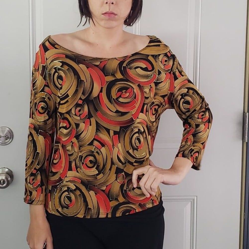 Y2K Tan,‎ Orange, and Black Top